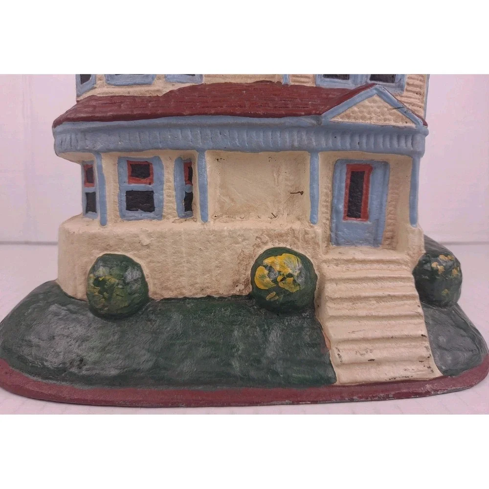 Vintage Heritage Metalcraft Doorstop Victorian Home White And Blue 1990s